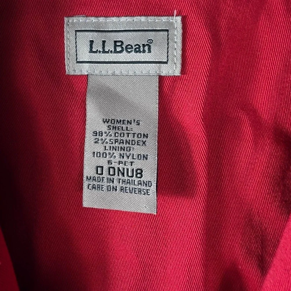LLBean Womens Red Blazer Jacket‎ Cotton Spandex Two Button Pockets Size 6 Pet